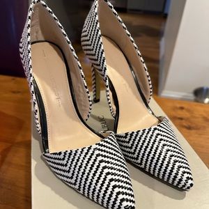 Black and white high-fashion stilettos
